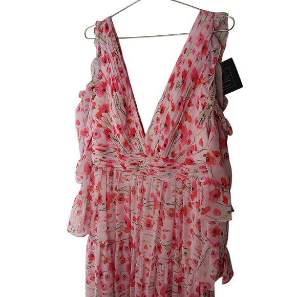 New with Tags Mac Duggal Floral Maxi Dress Size 12 Pink Poppy Print Formal - Picture 10 of 16